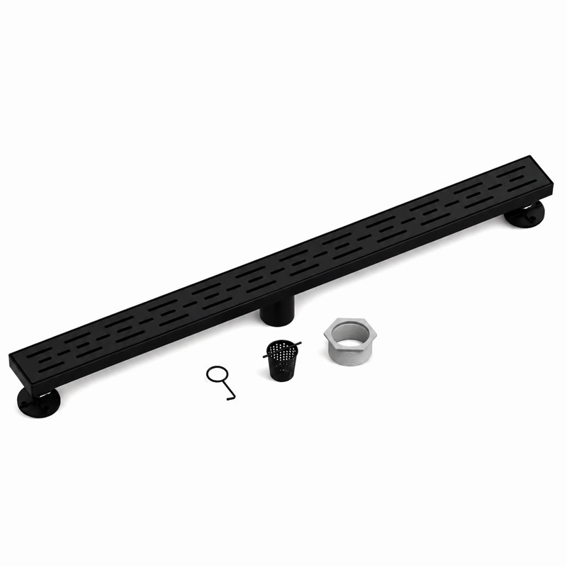 Majesta 36" Matte Black linear grid drain, Matte Black