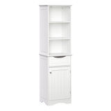 RiverRidge Ashland Tall Bathroom Storage Linen Cabinet and Organizer with Drawer and Shelves