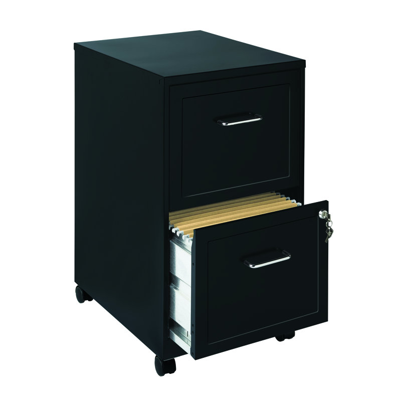 Adelmo 14.5'' Wide 2 -Drawer Mobile Steel File Cabinet, Black