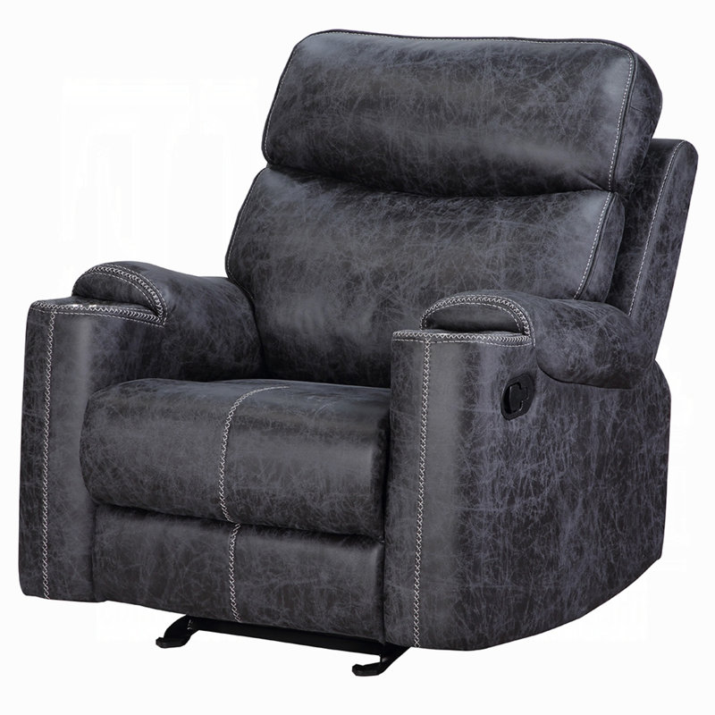 Hori Manual Recliner Chair, Dark Gray Microfiber, Cupholder Armrests