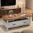 47.24" Farmhouse Coffee Table with Drawers, Rustic Coffee Table Wood Center Table-1694213405