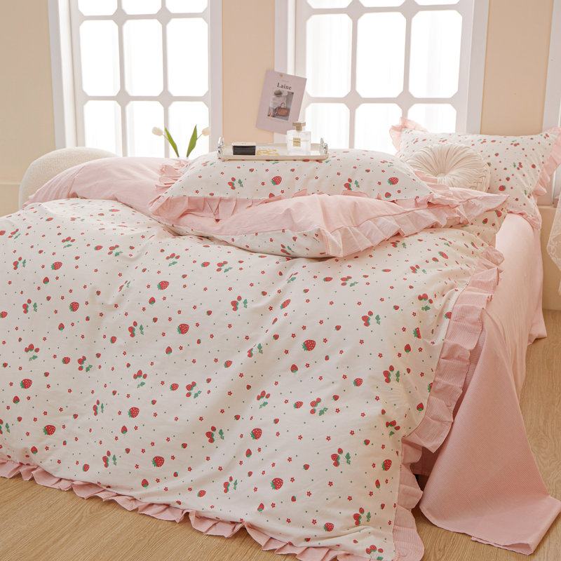 Microfiber Comforter Set, Full Comforter + 4 Additional Pieces, Floral 02
