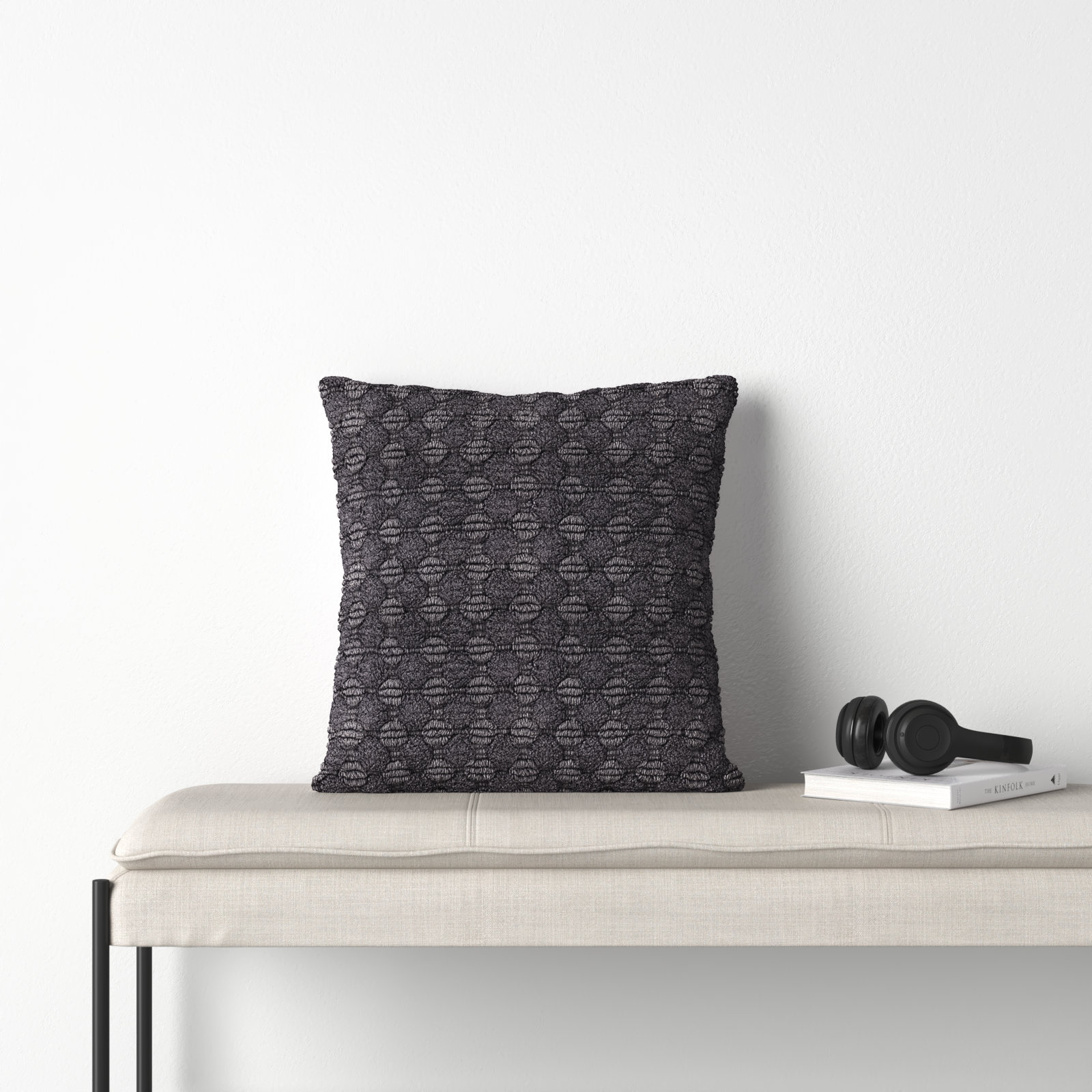 Roya 20" x 20" Cotton Throw Pillow, Charcoal Gray