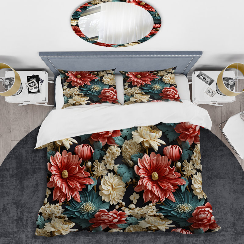 Boho Victorian Fusion Victorian Pattern VIII - Ensemble de housse de couette à motif floral