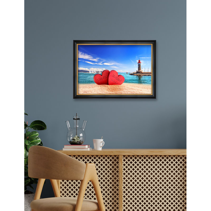" Beach Lovers ", 16" H x 24" W x 1.5" D, Black Framed Canvas