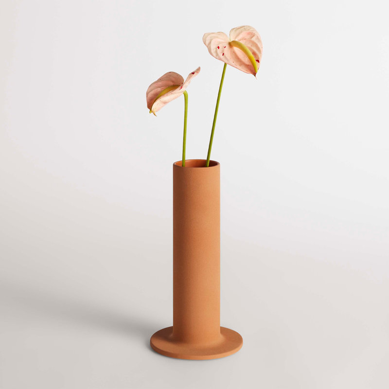 Flange Ceramic Table Vase, 15" H x 7" W x 7" D