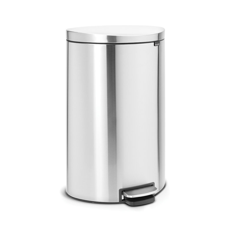 Brabantia Flatback Soft Closing Pedal Bin, Silver, 30 L