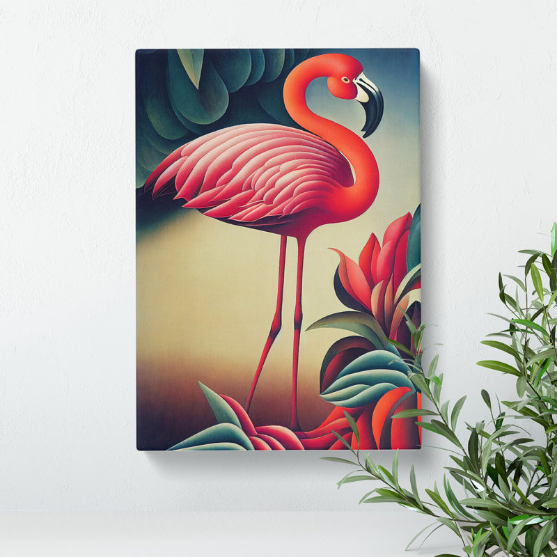 Curious Flamingo - Wrapped Canvas