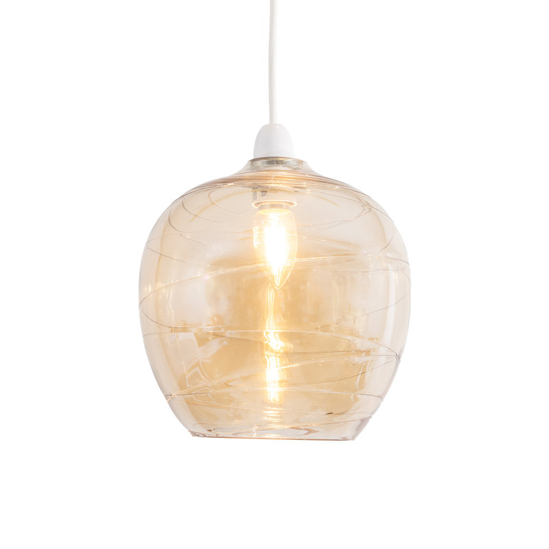23 cm H Round Glass Pendant Shade ( Clip On ) in Gold
