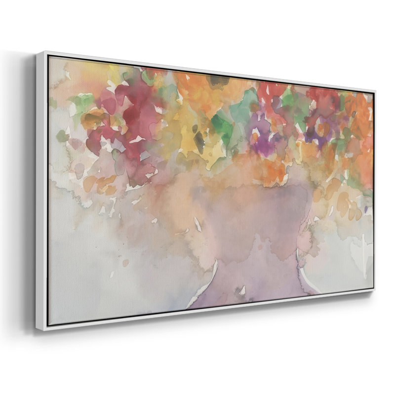 Garden Flair I - Toile tendue avec châssis encadré - Prêt à être accroché, H 21 po x l 41 po, Blanc