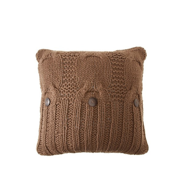 Coussin Wildomar, 20 po x 20 po, Noyer brun