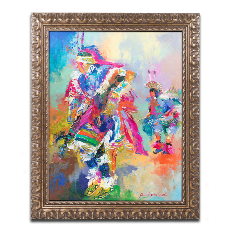 « pow wow », reproduction sur toile, H 14 po x l 11 po x P 0,5 po, Noir, Cadre noir