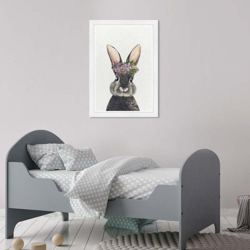 Art floral encadré de lapin