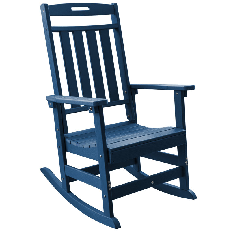 HDPE All-Weather Outdoor Rocking Chair, Porch Deck Rocker, Navy
