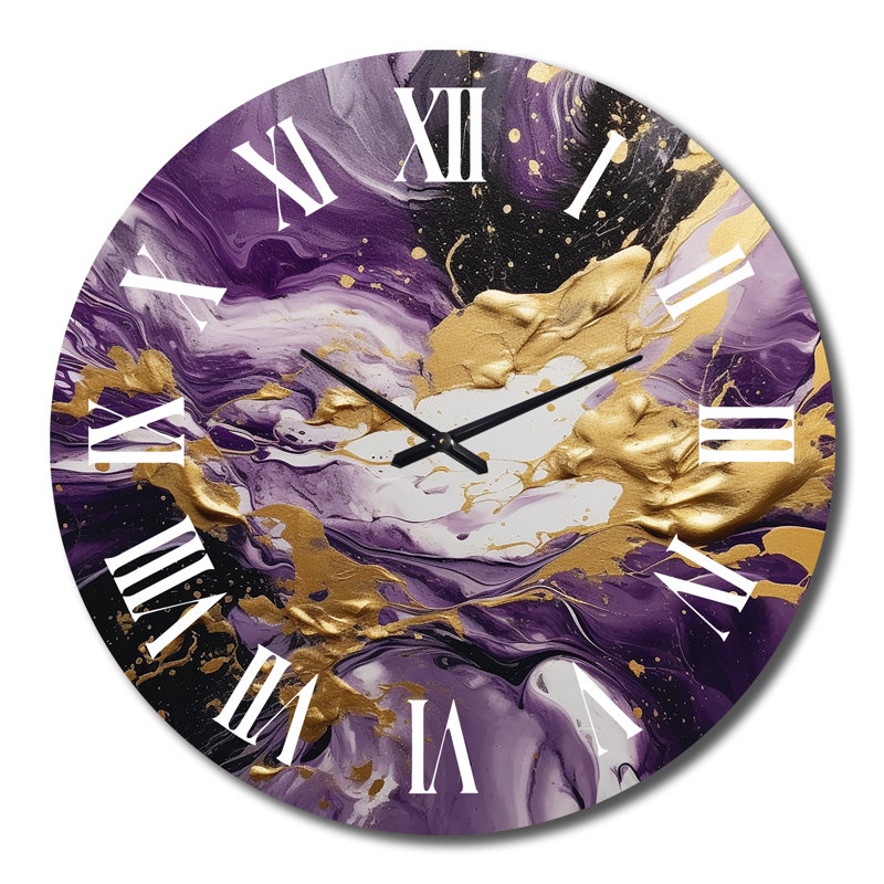 Horloge murale mauve et mauve, Grand