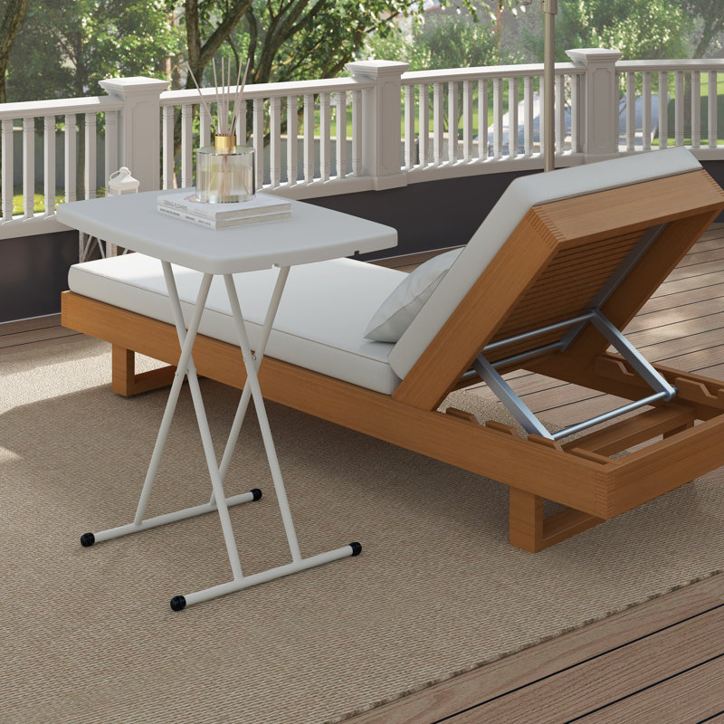 Rectangular Metal Folding Outdoor Side Table , 76cm cm W 50cm cm D, White