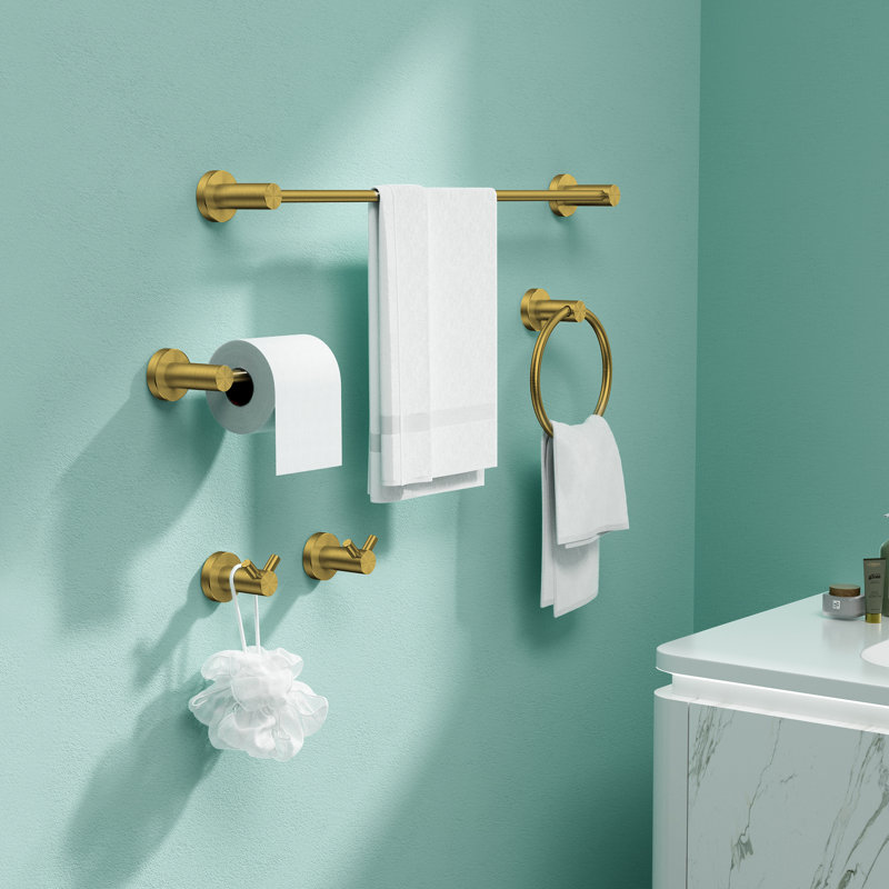 5 - Piece Bathroom Hardware Set, Brushed Gold