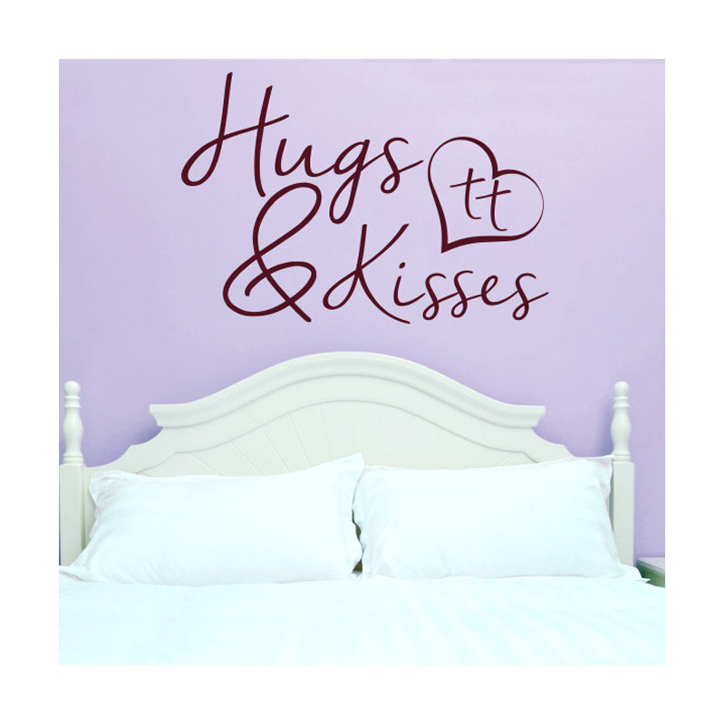 Hugs and Kisses Wall Sticker, Large, Burgundy
