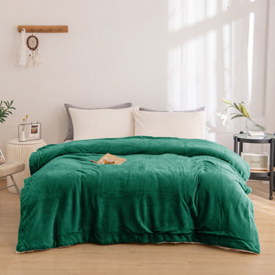 Diya Soft Sherpa Fleece Fur Thick Dual Sided Flannel Reversible Blanket Throw