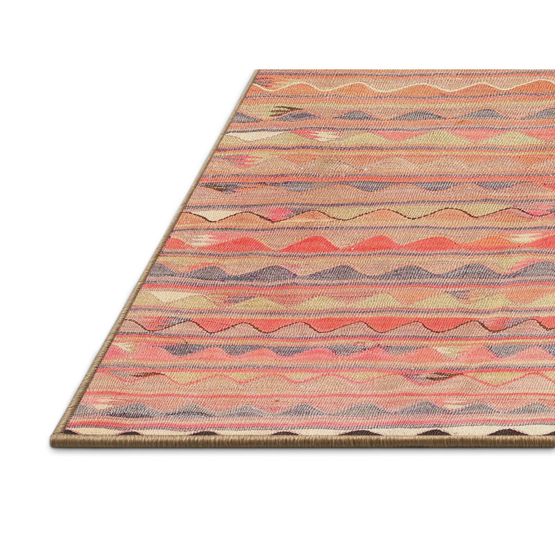 Tapis contemporain rouge / gris / crème, Rectangle 5 pi x 7 pi