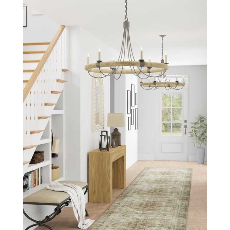 Lustre à 6 lumières de style bougie avec accents de corde Shipwright