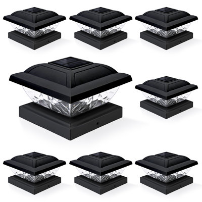 Poteau de clôture à DEL basse tension intégré à énergie solaire 3,5 po X 3,5 po avec adaptateur de base inclus