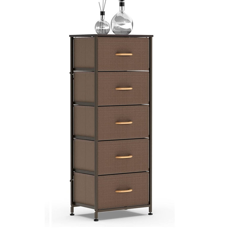 Commode de rangement 5 tiroirs Oakman, Brun