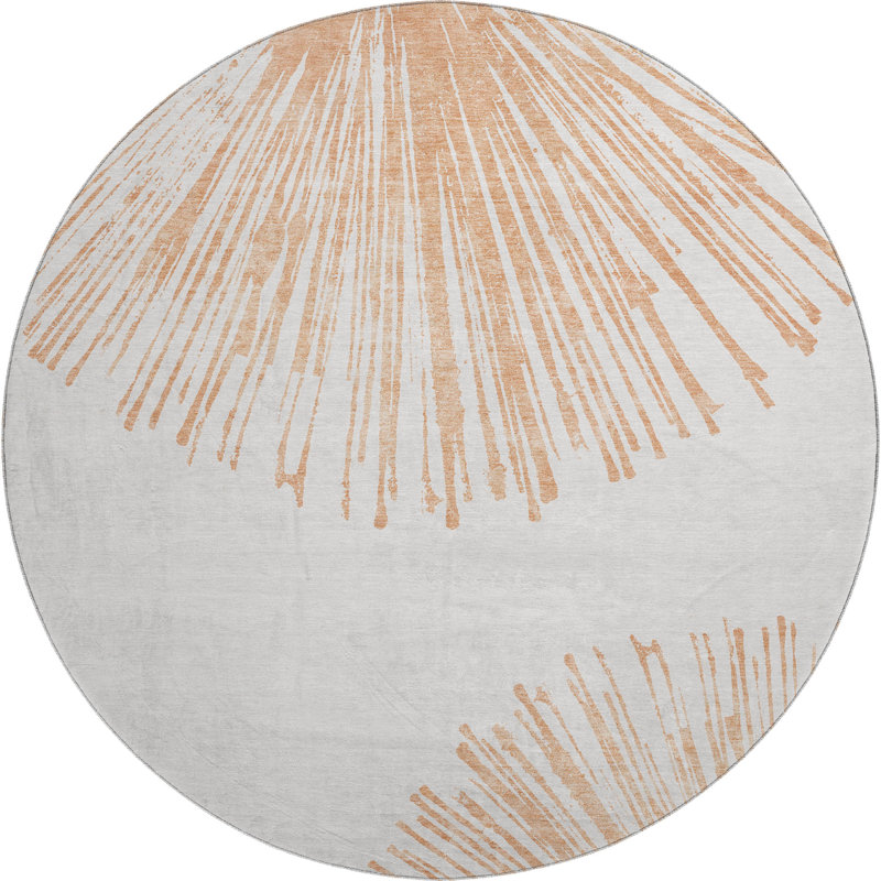 Premium Machine Washable Cerrito Salmon Rug, Round 8'