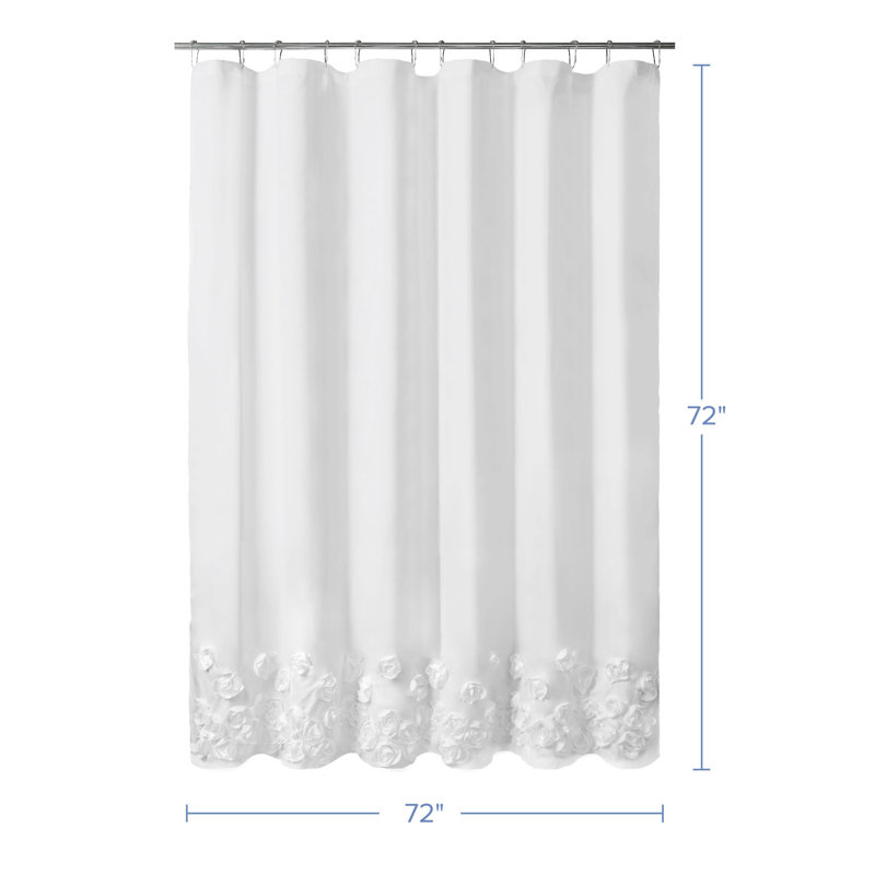 Floral Ruffle Shower Curtain, White