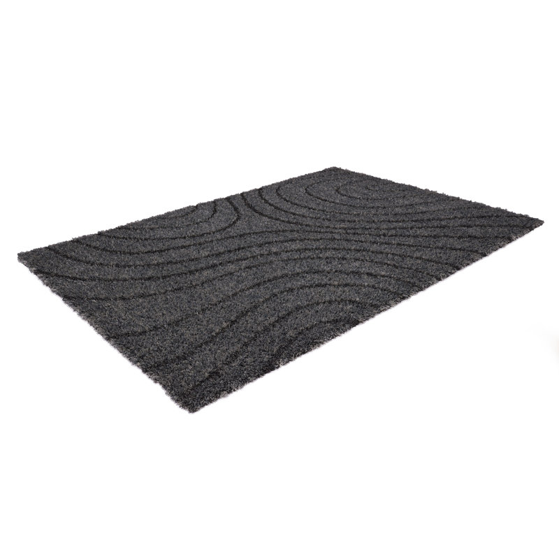 Tapis gris à motif abstrait Wajieh, Rectangle 5 pi 3 po x 7 pi 7 po