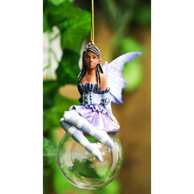 Blue Violet Bubble Rider Fairy Ornament Amy Brown Holiday Collection Accent