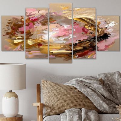 Glam Revelations Abstract Expressionism - Décoration murale abstraite - 5 panneaux