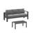 2 Pieces Outdoor Patio Set, All-Weather 75” 3-Seat Metal Patio Sofa Couch With Thick Gray Cushions, Gray Frame And 43” Coffee Table-802988999