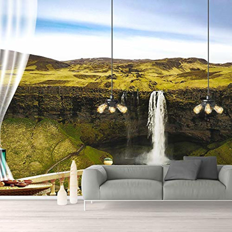 Murale vue naturelle de faux balcon, L 66 po x l 96 po