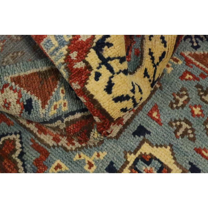 Tapis de couloir géométrique Kazak fait à la main 2 x 8