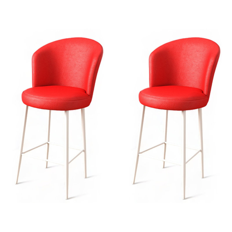 Pease Upholstered Bar Stool, Red, 4, Ivory