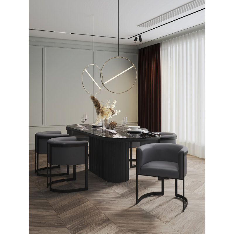 Chaise en cuir Corso, Gris