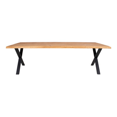 Elsass Oak Solid Wood Top Metal Base Dining Table