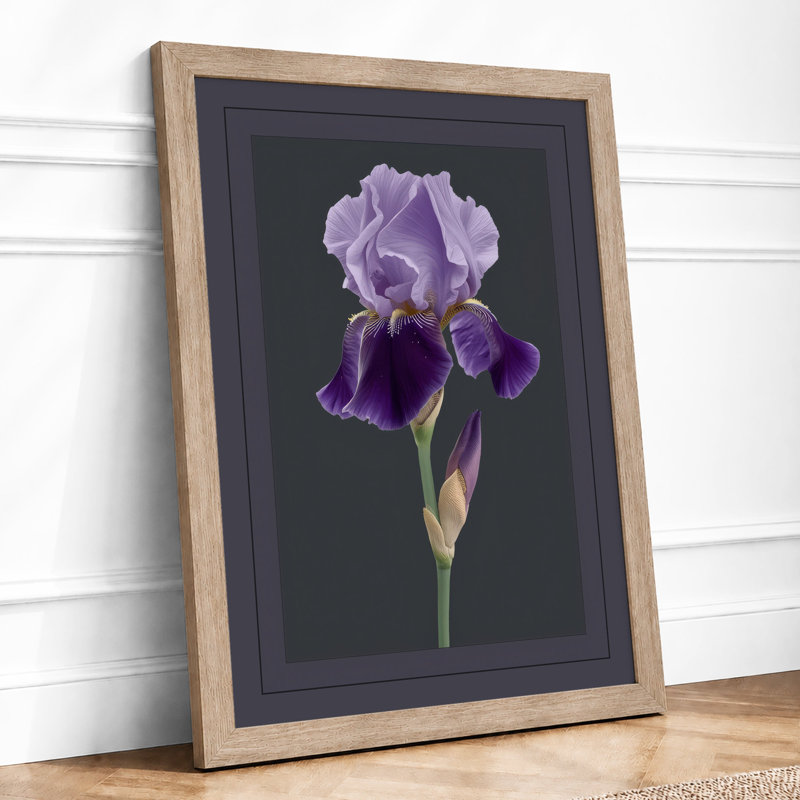 Iris In Lavender Botanical - Print, A2 - 59.4 x 42.0 cm, Oak