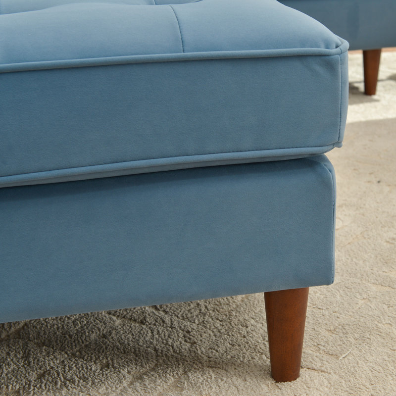 Repose-pieds de 30 po Geo, Bleu clair, Velours