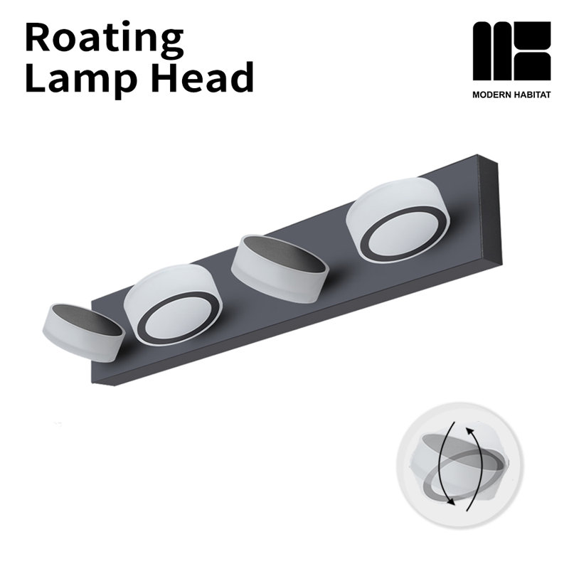 Black Metal 4-Light Dimmable LED Vanity Fixture