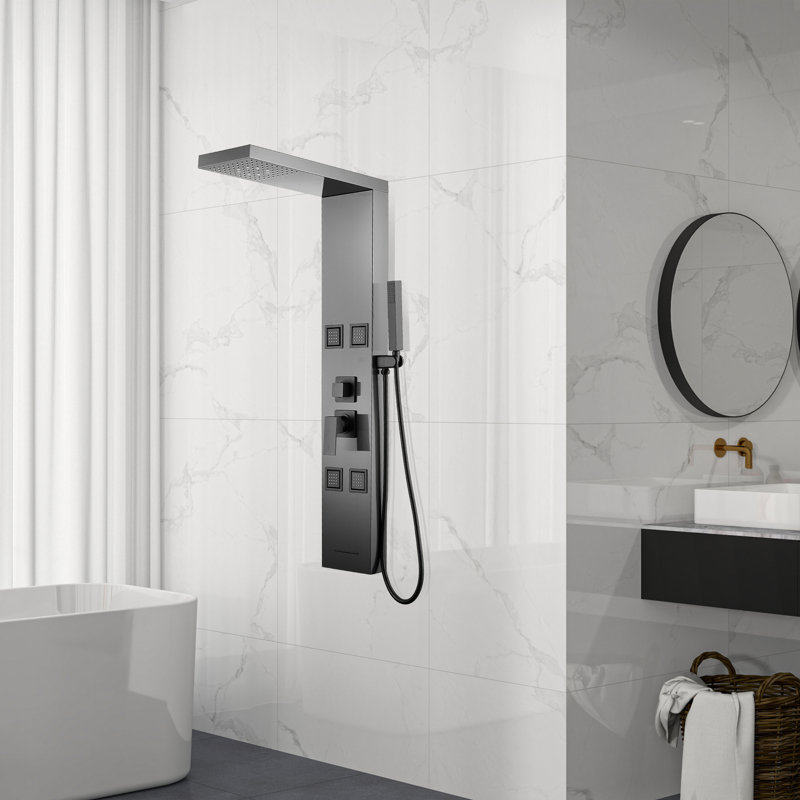Panneau de douche Forious® Ultra 43,31 po avec pomme de douche réglable, Noir