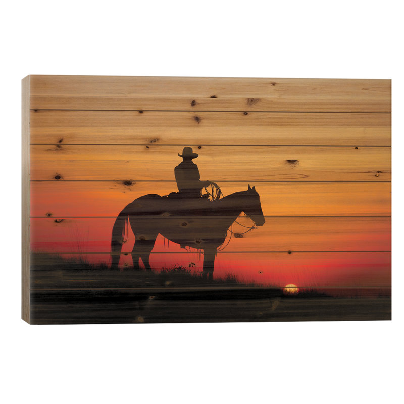 Silhouette de cowboy I, H 26 po x l 40 po x P 1,5 po