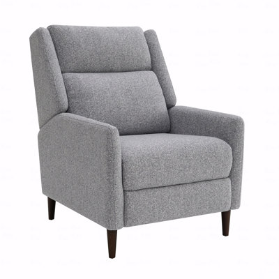 Manual With Recliner Function High Back Channel Detail Tapered Legs Leathered Upholstery Gray Finish Primary Living Room