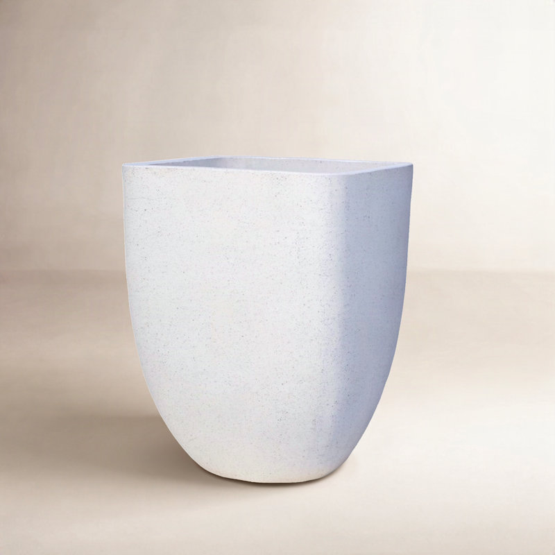 Tall Landa Square - Terrazzo, 11.5" H x 8.5" W x 8.5" D, White