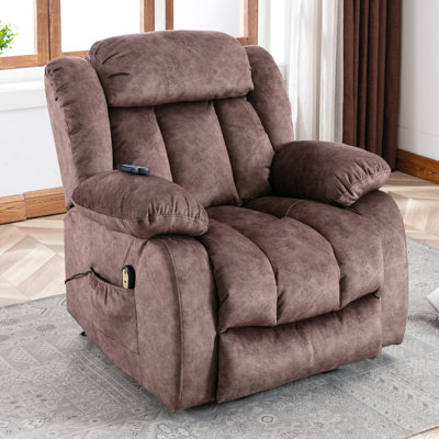 Turenne 96 cm Wide Velvet Lift Assist Recliner with Massager and Heated Cushion