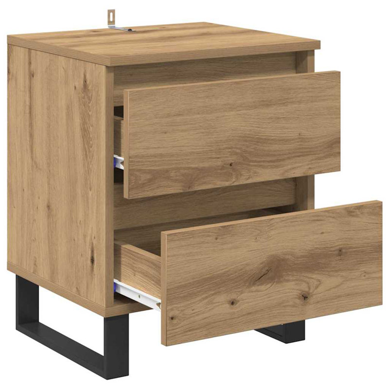 40 cm W Bedside Table, Artisan Oak