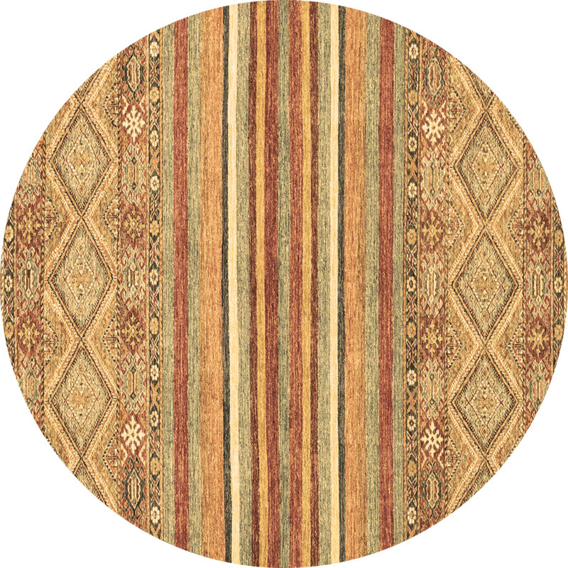 Washable Striped Indoor Rug, Round 5'