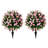 Artificial Boxwood Topiary Ball Trees with Pink Flower (Set of 2)-578732716