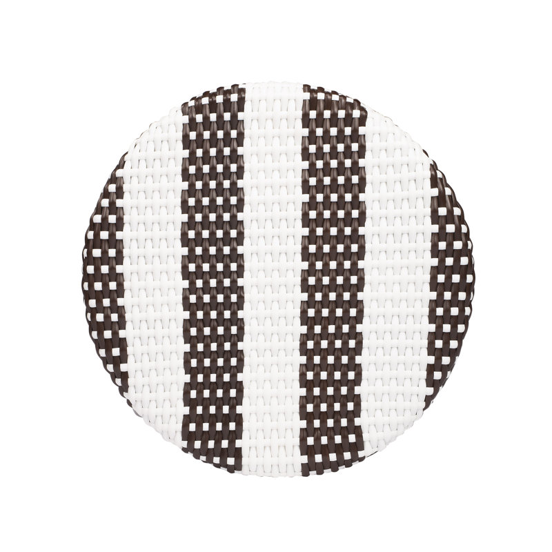 Tobias Rattan Bar Stool & Counter Stool, White/Brown Stripe/Dark Brown Rattan Frame, Bar Stool (30" Seat Height)
